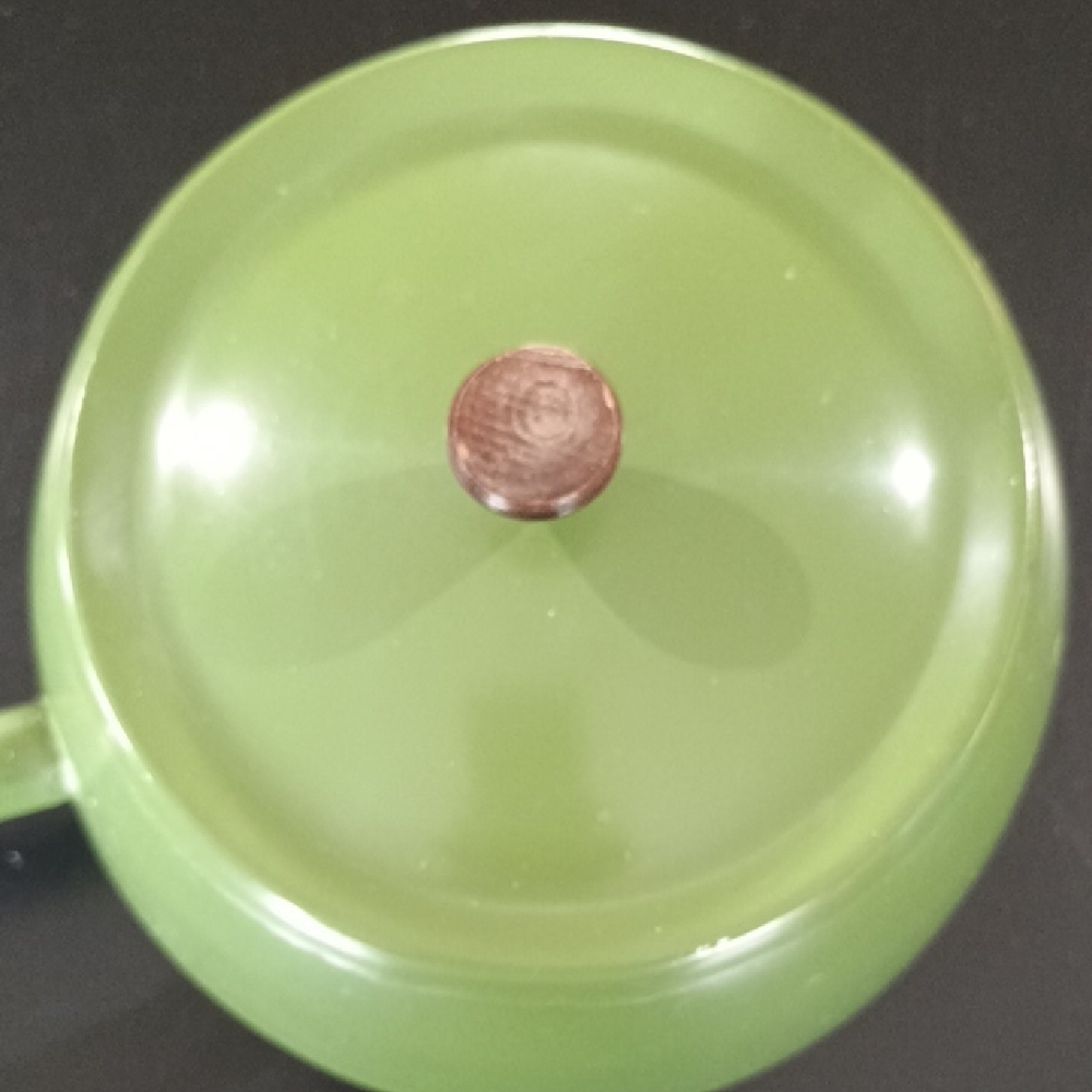 Elegant Vintage Green Aluminum Cookware with Wooden Handle Retro Decor - Picture 2 of 10